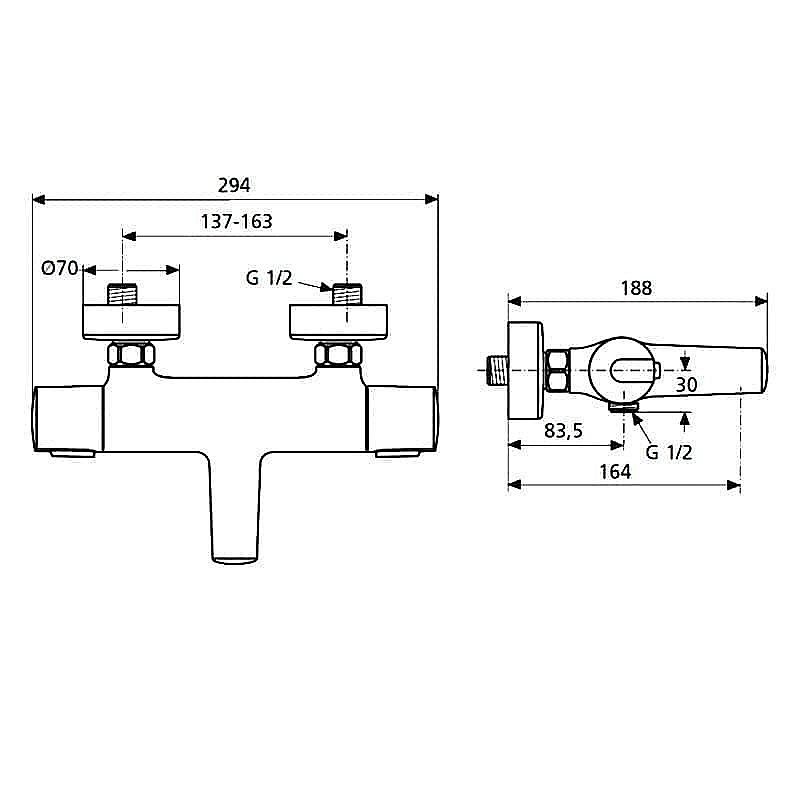 Термостат Ideal Standard Ceratherm A4623AA купить в интернет-магазине сантехники Sanbest