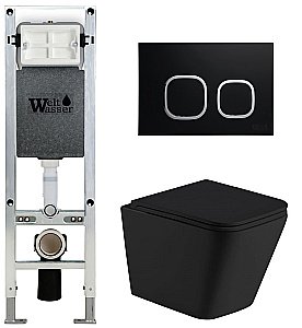 Унитаз с инсталляцией WeltWasser AMBERG 350 ST + GELBACH 043 MT-BL + AMBERG RD-BL черный матовый/кнопка черный-хром купить в интернет-магазине Sanbest