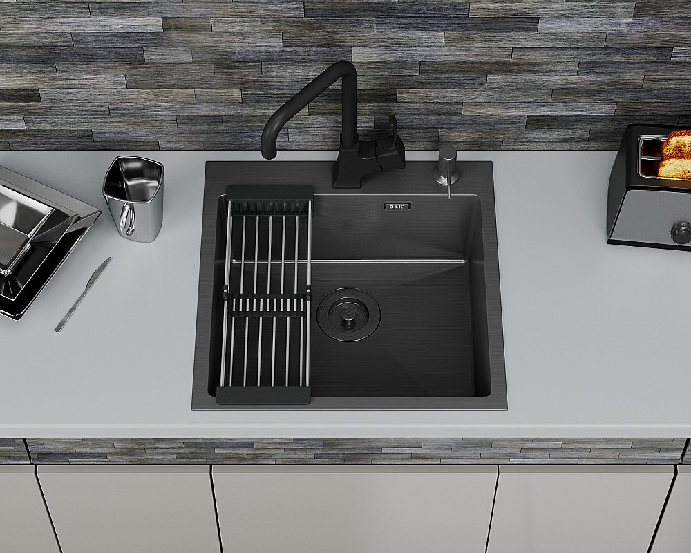 Кухонная мойка D&K 50х50 DKS505006 графит купить в интернет-магазине сантехники Sanbest