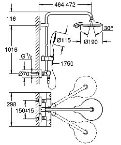 Душевая система Grohe Euphoria System 26186000 купить в интернет-магазине сантехники Sanbest