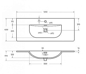 Тумба с раковиной BelBagno MARINO-CER-MINI-1000-2C-SO-BL-P Bianco Lucido для ванной в интернет-магазине Sanbest
