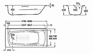 Ванна Roca Swing 2200E0000 180x80 купить в интернет-магазине Sanbest