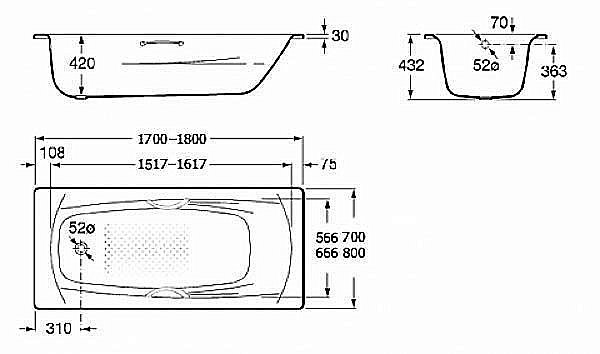 Ванна Roca Swing 2200E0000 180x80 купить в интернет-магазине Sanbest