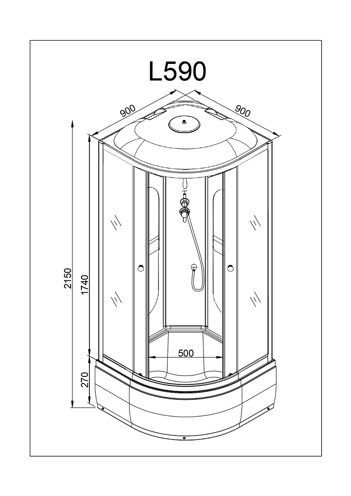 Душевая кабина Deto L 590 N 98734 90x90 купить в интернет-магазине Sanbest