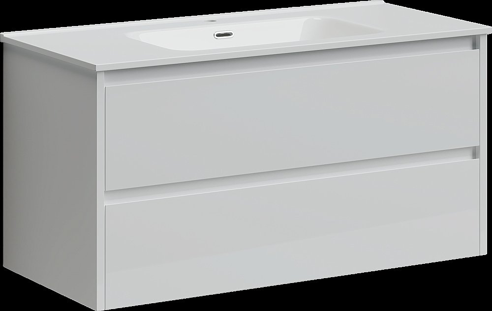 Тумба с раковиной Sancos Libra LB100W белый глянец для ванной в интернет-магазине Sanbest