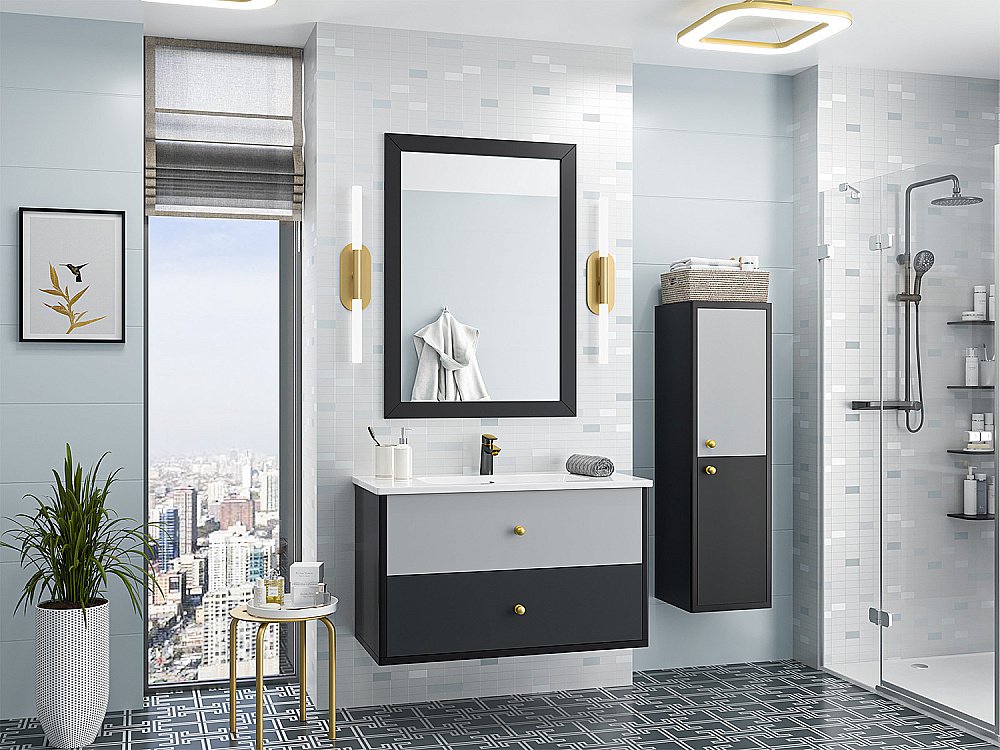 Зеркало Misty STEFFANY 80x105 черное в ванную от интернет-магазине сантехники Sanbest