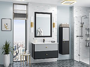 Зеркало Misty STEFFANY 80x105 черное в ванную от интернет-магазине сантехники Sanbest