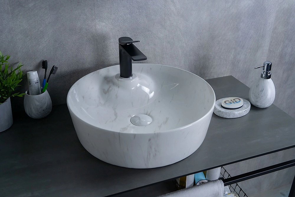 Раковина накладная Gid 44 D1306H012 53321 серый мрамор купить в интернет-магазине Sanbest