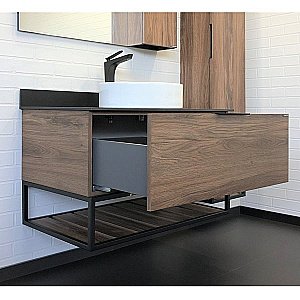 Тумба с раковиной Comforty Порто 00-00008927 90 дуб тёмно-коричневый для ванной в интернет-магазине Sanbest