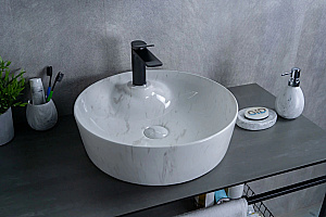 Раковина накладная Gid 44 D1306H012 53321 серый мрамор купить в интернет-магазине Sanbest