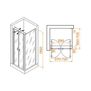 Душевой уголок RGW Passage PA-134 (PA-104+Z-050-2+O-104) 060813477-011 70x70 стекло прозрачное/профиль хром купить в интернет-магазине Sanbest
