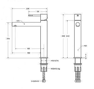 Смеситель для раковины Cezares RELAX-LC2-GM-W0 оружейная сталь купить в интернет-магазине сантехники Sanbest