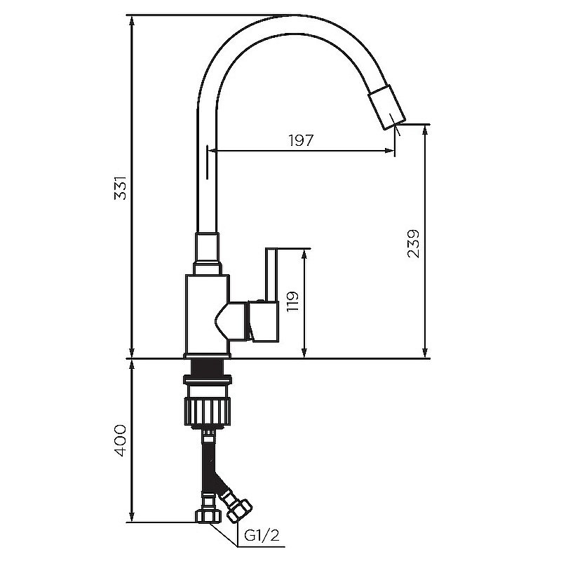 Смеситель для кухни Dorff Logic D3007622 черный/хром купить в интернет-магазине сантехники Sanbest