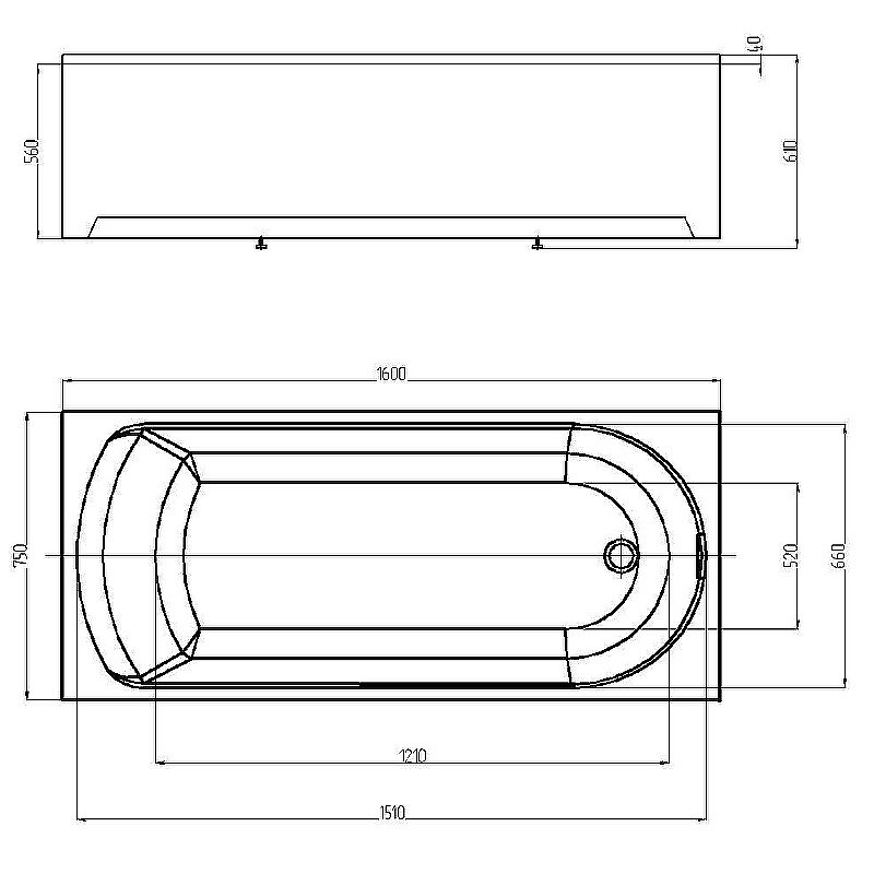 Ванна Aquatek Ника 160x75 NIK160-0000001 белая купить в интернет-магазине Sanbest