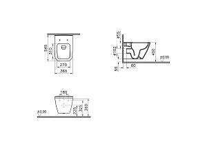 Унитаз Vitra INTEGRA SQUARE 7082B003-0075 безободковый, белый купить в интернет-магазине Sanbest