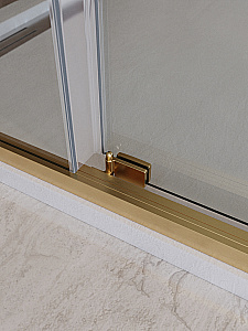 Душевая дверь Cezares LUX 120 B-FS-11-120-C-BORO стекло прозрачное/профиль брашированное золото купить в интернет-магазине Sanbest