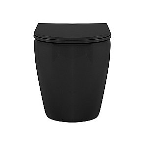 Унитаз напольный Abber Bequem AC1111TMB черный матовый, безободковый, с крышкой микролифт, слив-торнадо купить в интернет-магазине Sanbest