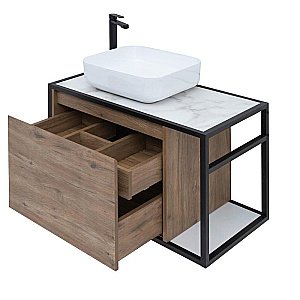 Тумба с раковиной Aquanet Nova Lite Loft 75 L/R дуб рустикальный для ванной в интернет-магазине Sanbest