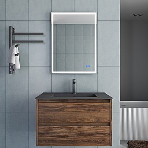 Тумба с раковиной Vincea Gio 80 VMC-2G800CO/VBS-13980MA тёмный дуб/раковина антрацит матовый для ванной в интернет-магазине Sanbest