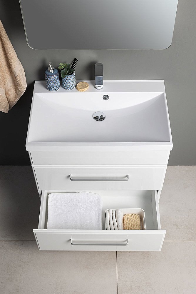 Тумба с раковиной Aquanet Лукка 302396 60 белый для ванной в интернет-магазине Sanbest