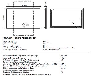 Зеркало с подсветкой и сенсором Bemeta 127101059 100 в ванную от интернет-магазине сантехники Sanbest