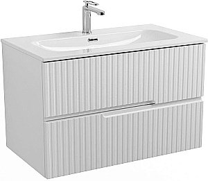 Тумба с раковиной Cezares DUET-N 80 DUET-N-800-2C-SO-BO белая матовая для ванной в интернет-магазине Sanbest