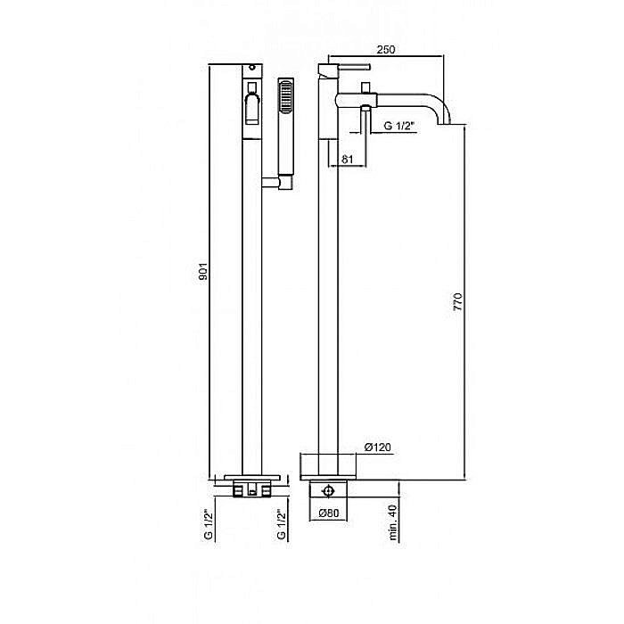 Смеситель для ванны с душем Webert Elio EL851101015 купить в интернет-магазине сантехники Sanbest