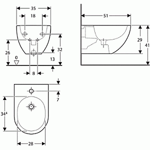 Биде подвесное Geberit Acanto 500.601.01.2 белое купить в интернет-магазине Sanbest