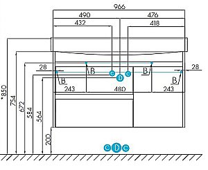 Тумба с раковиной Акватон Нортон 100 белая для ванной в интернет-магазине Sanbest