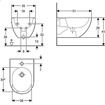 Биде подвесное Geberit Acanto 500.601.01.2 белое купить в интернет-магазине Sanbest