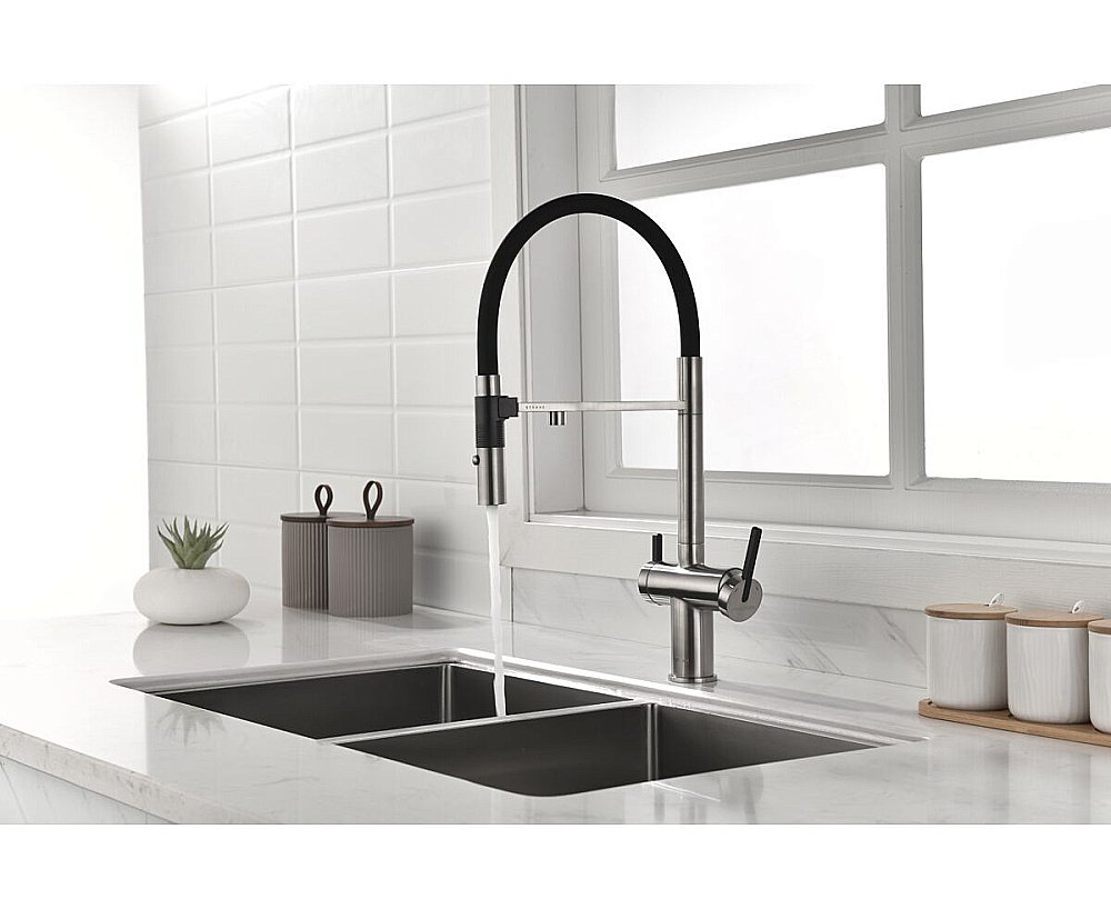 Смеситель для кухни Paulmark Gravity Gr213888-BS нержавеющая сталь купить в интернет-магазине сантехники Sanbest