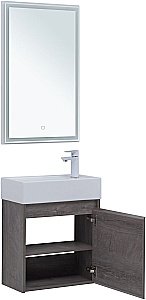 Тумба с раковиной Aquanet Nova Lite 50 с зеркалом, дуб рошелье для ванной в интернет-магазине Sanbest