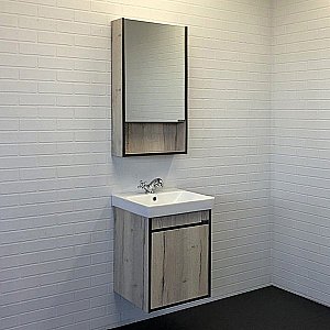 Зеркальный шкаф Comforty Вена 00-00006652 45 дуб дымчатый купить в интернет-магазине сантехники Sanbest