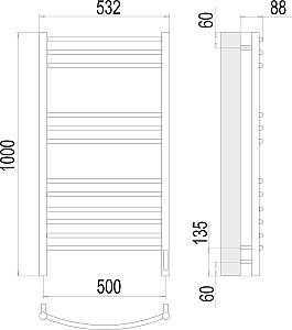 Полотенцесушитель электрический Terminus Классик П12 500х1000 купить в интернет-магазине сантехники Sanbest
