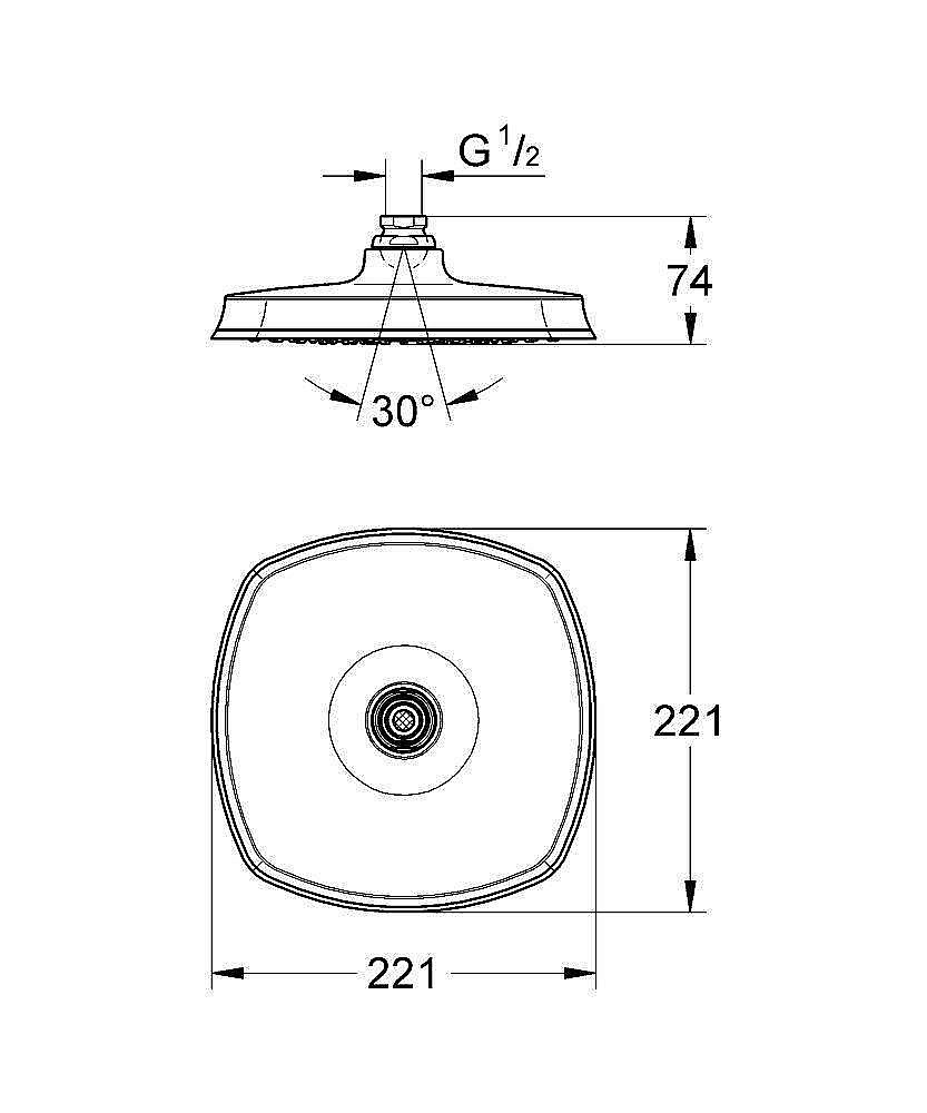 Верхний душ Grohe Grandera 27974IG0 хром/золото купить в интернет-магазине сантехники Sanbest