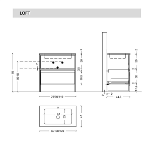 Тумба с раковиной Armadi Art Loft 100 темное дерево для ванной в интернет-магазине Sanbest