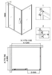 Душевой уголок Niagara Nova NG- 6612-08 80x120 купить в интернет-магазине Sanbest