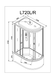 Душевая кабина Deto L 720 120х80 с г/м купить в интернет-магазине Sanbest