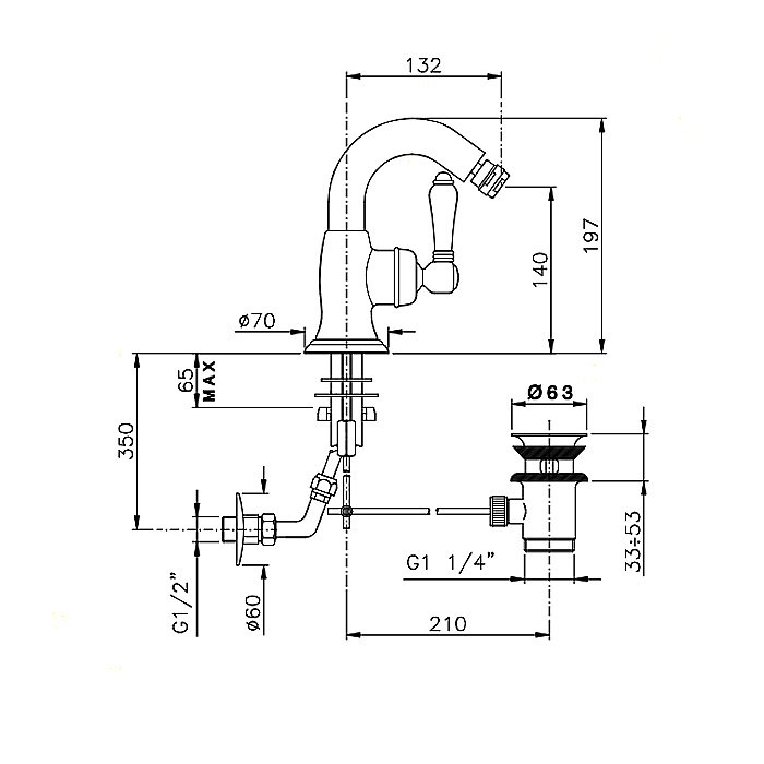 Смеситель для биде Nicolazzi Petit Mont Blanc 3455CR76C Хром купить в интернет-магазине сантехники Sanbest