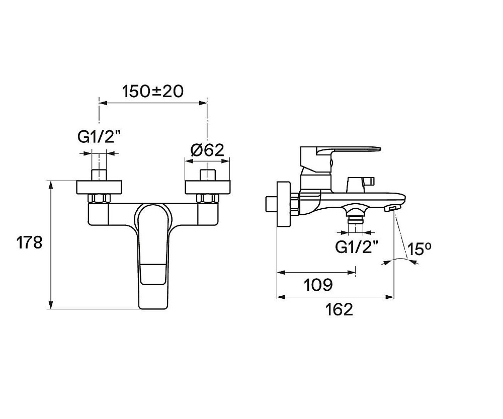 Смеситель для ванны Santek Арма WH5A10007N001 черный матовый купить в интернет-магазине сантехники Sanbest
