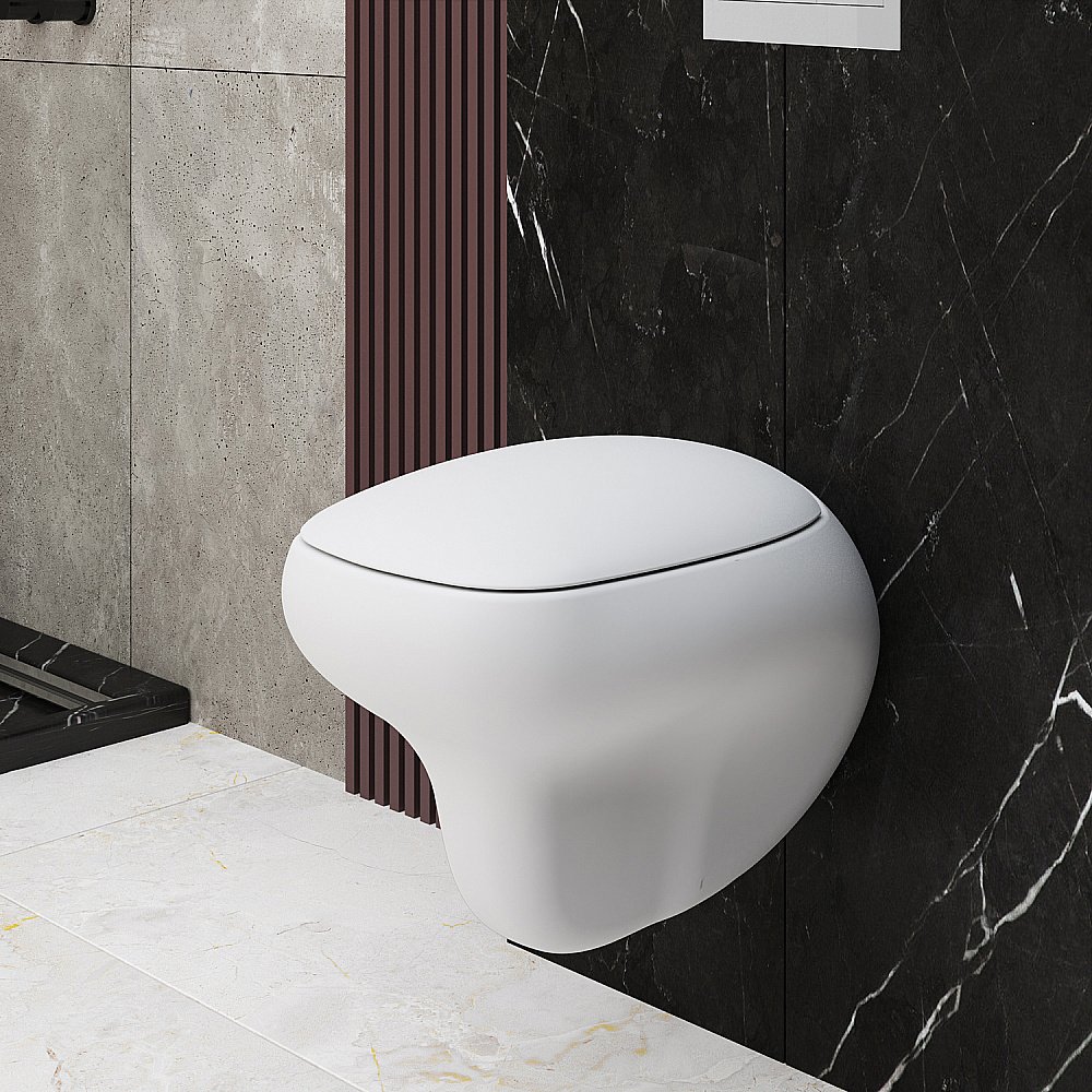 Унитаз подвесной Ambassador Diamond 123T20101R безободковый, белый матовый купить в интернет-магазине Sanbest