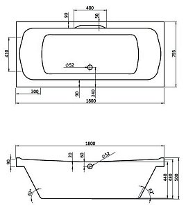 Ванна акриловая Santek Корсика 1WH111981 180x80 купить в интернет-магазине Sanbest