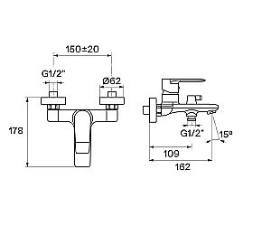 Смеситель для ванны Santek Арма WH5A10007N001 черный матовый купить в интернет-магазине сантехники Sanbest