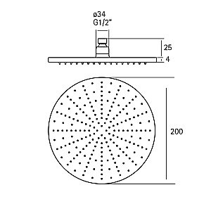 Верхний душ Cisal XION DS016430D1 D200 нержавеющая сталь купить в интернет-магазине сантехники Sanbest