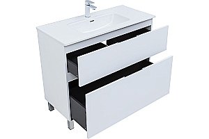Тумба с раковиной Aquanet Алвита new 100 344135+329257 белая матовая для ванной в интернет-магазине Sanbest
