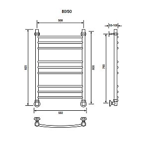 Полотенцесушитель водяной Veconi Nemi-A N8050CH-A хром купить в интернет-магазине сантехники Sanbest