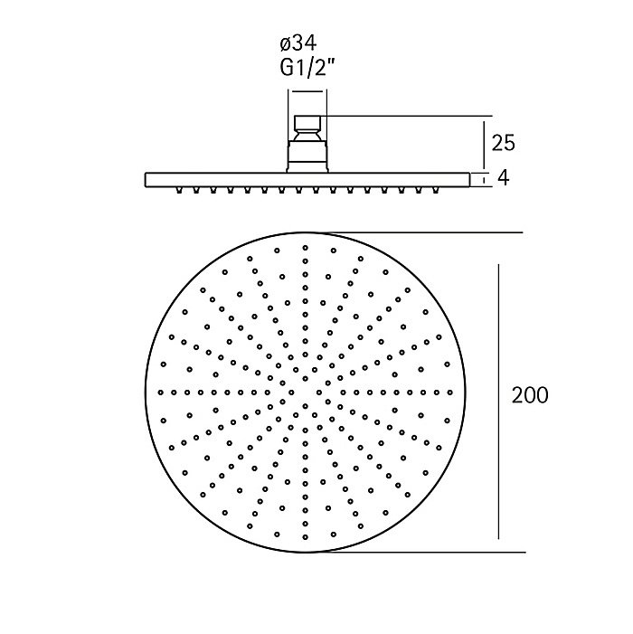Верхний душ Cisal XION DS016430D1 D200 нержавеющая сталь купить в интернет-магазине сантехники Sanbest