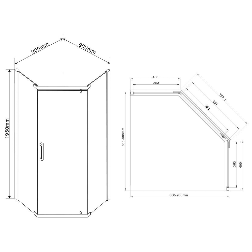 Душевой уголок Vincea Stresa VSP-1S900CH 90x90 хром купить в интернет-магазине Sanbest