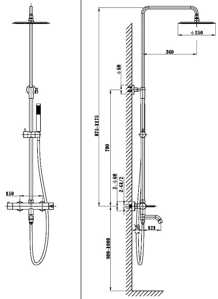 Душевая система Vincea Villa VSFS-1VL1BN брашированный никель купить в интернет-магазине сантехники Sanbest