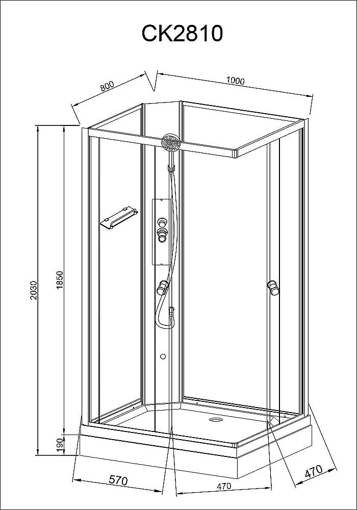 Душевая кабина AvaCan CK Серия CK2810N 100х80 без крыши купить в интернет-магазине Sanbest
